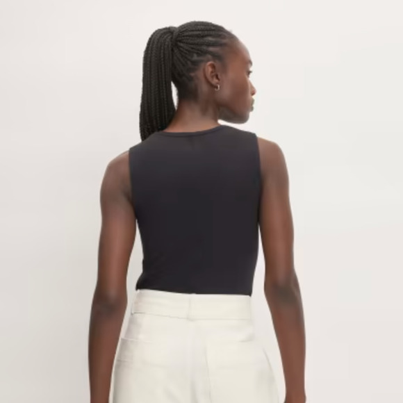 Everlane The Supima Form Stretch Tank Size Extra Small Black High Neck NWT - Picture 2 of 11